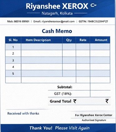 Cash Memo Design